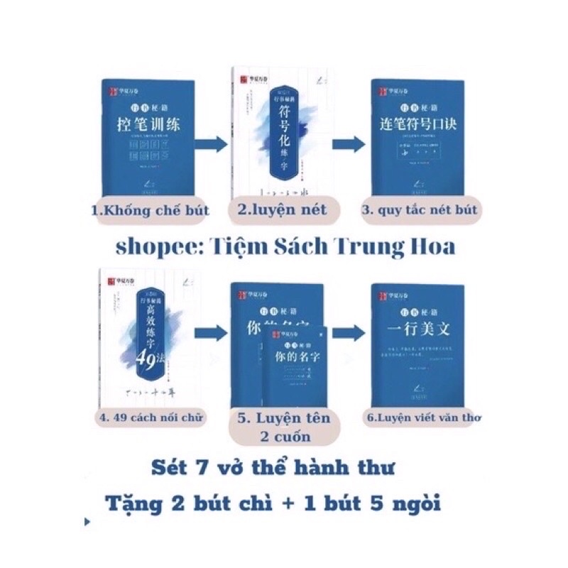 7 cuốn vở luyện viết thể hành thư-KTBOOK