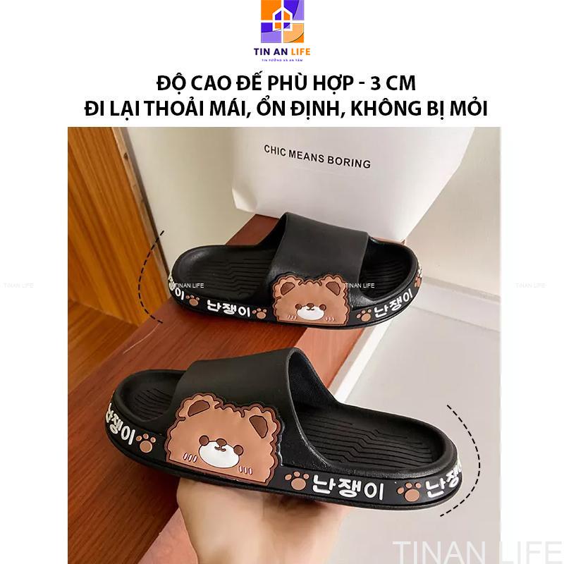 Dép Quai Ngang Hình Gấu Chữ Hàn Êm Chân, Đi Dạo, Mang Trong Nhà, Bám Sàn Không Trơn Trượt