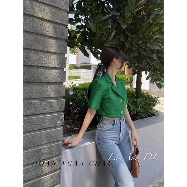 Áo vest tay ngắn dáng croptop