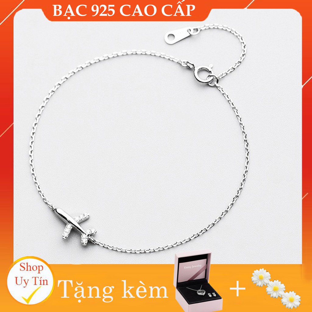 [FREE SHIP] Lắc Tay Bạc Máy Bay Blue Daisy S925 Chuỗi Store Trang Sức Blue Daisy SilverTặng Kẹp Tóc Hoa Cúc