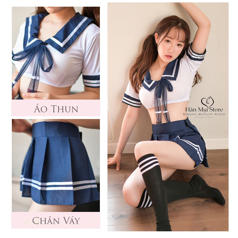 COSPLAY SEXY DESIGN ĐỒNG PHỤC NỮ SINH/HỌC SINH NHẬT KÈM FULL PHỤ KIỆN COSTUME GỢI CẢM (VÁY NGỦ)