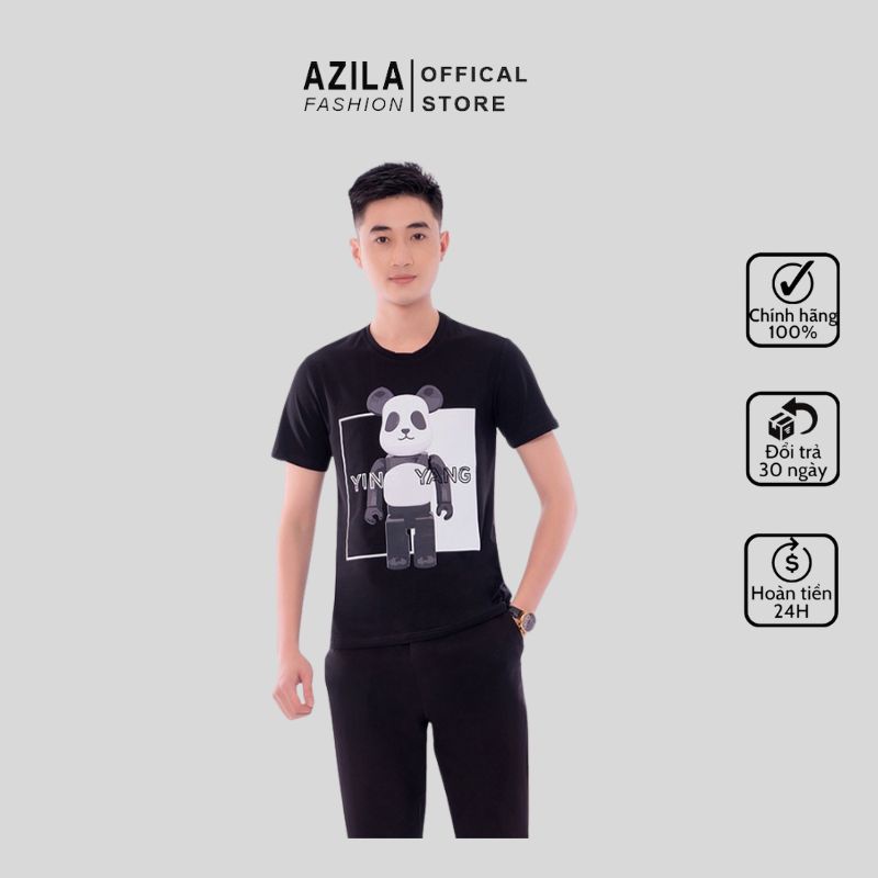 Áo phông nam AZILA Hình Gấu Trúc YinYang Chất Liệu 100% Cotton Thoáng Mát