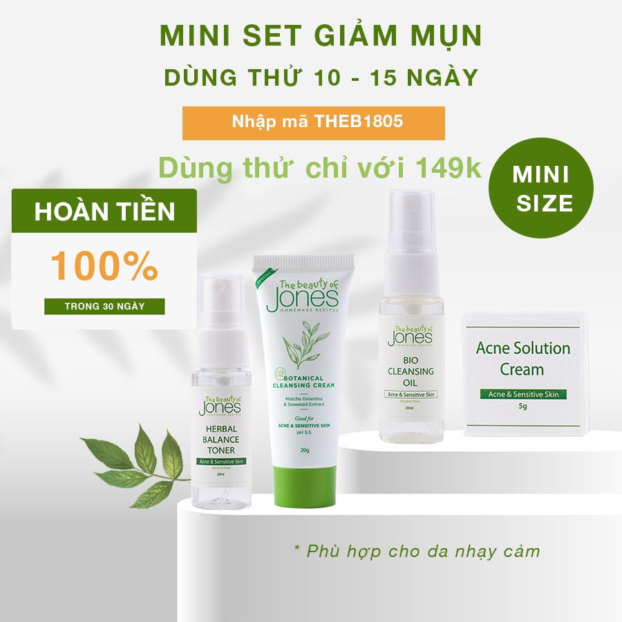 Mini set giảm mụn dùng thử 10 - 15 ngày The Beauty of Jones
