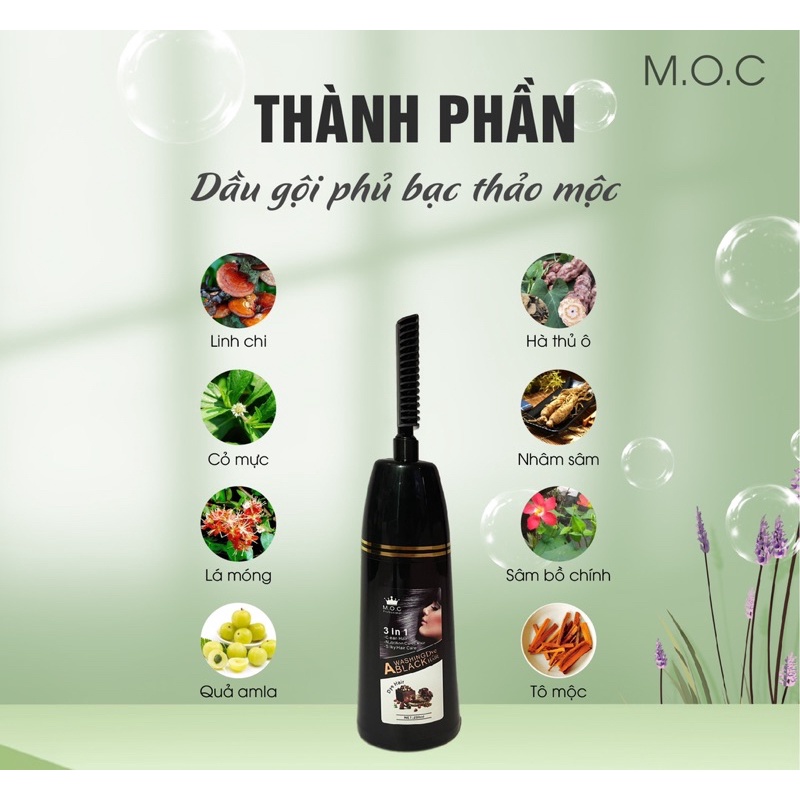 Dầu Gội Phủ Bạc M.O.C DẦU GỘI PHỦ BẠC ĐEN TÓC, GIÚP NGĂN CHẶN TÓC BẠC SỚM