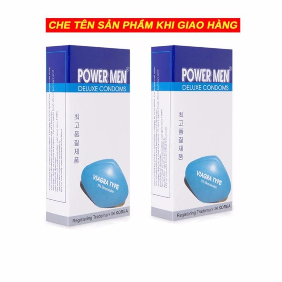 Bao cao su chống xuất tinh sớm, gân, gai, kéo dài thời gian quan hệ- hộp 12 chiếc- Bcs Power Men Viagra ngọc trai