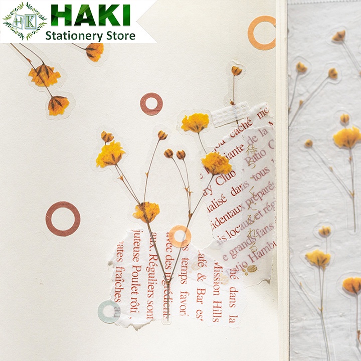 Sticker cute hoa lá dễ thương HAKI, hình dán sticker cute trang trí sổ đáng yêu giá rẻ ST32