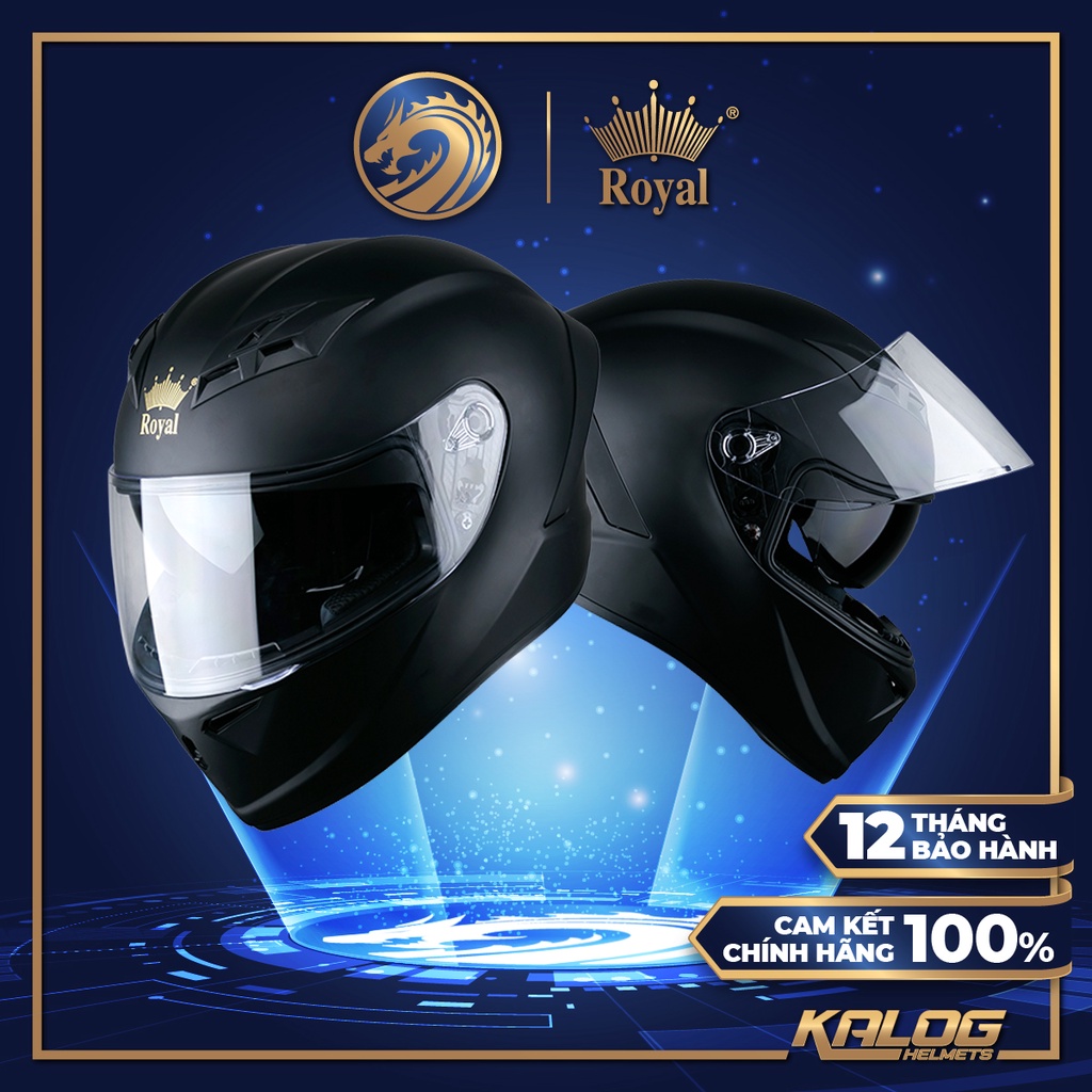 Mũ bảo hiểm Fullface M266 - Royal - M 266 đen trơn mờ -Bảo hành 12 tháng