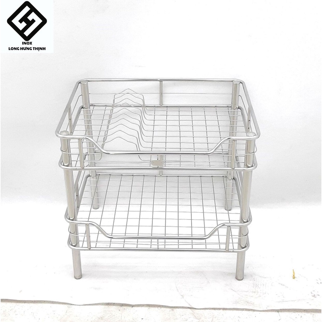 Kệ chén đĩa INOX cao cấp 2 tầng có sóng đĩa, kệ nhà bếp INOX sáng bóng, cứng cáp, chắc chắn.