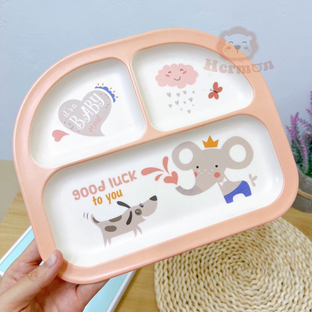 Khay ăn dặm Hermon sợi tre phân phối chính hãng Bonbon mart