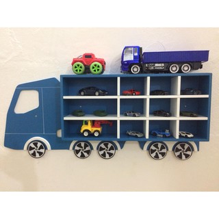 Kệ gỗ trưng xe mô hình màu xanh dương (1 toa)