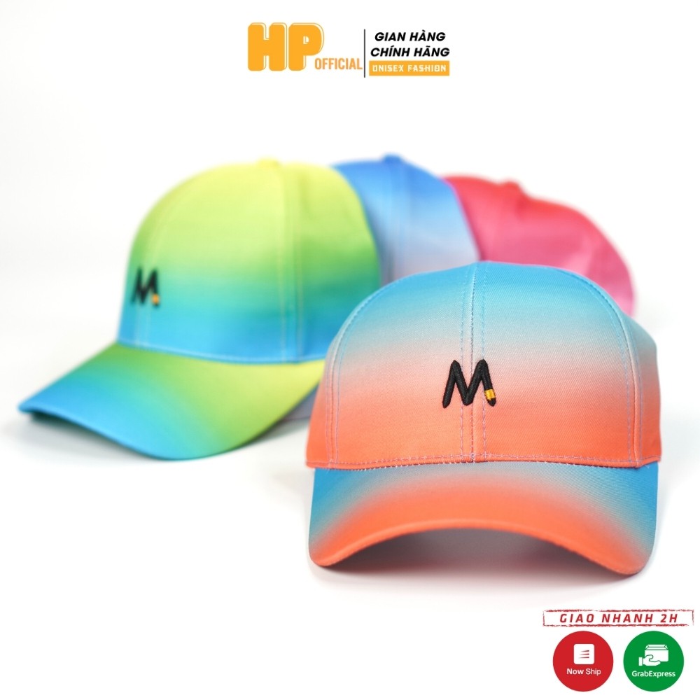 Mũ Lưỡi Trai ❤️ Nón Kết Thêu Chữ M Màu Gradient Thời Trang Form Unisex Nam Nữ N15