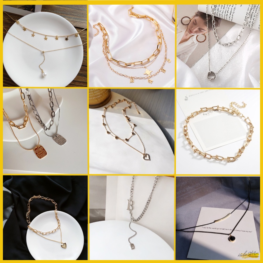 Bộ sựu tập vòng cổ nữ dây chuyền choker Hola Store thiết kế cá tính phong cách Hàn Quốc