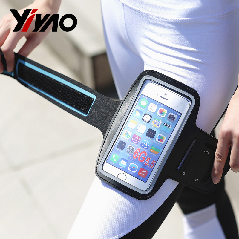 YIYAO Điện thoại di động chống nước Vỏ đeo tay với dây đàn hồi có thể điều chỉnh và giá đỡ chìa khóa để chạy