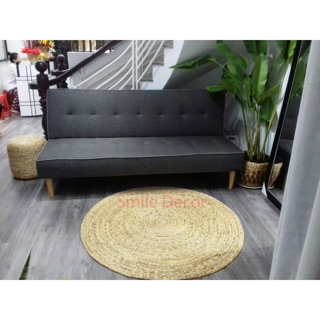 Thảm cói trải sàn vintage Smile Decor , thảm lục bình decor chụp ảnh , homestay , glamping - Water hyacinth area rugs