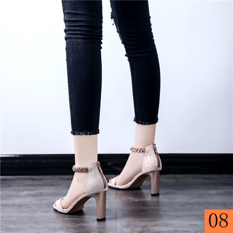 Giày Cao Gót Sandal Mùa Hè 2022 Gót Dày Phong Cách Mới Dễ Phối Đồ