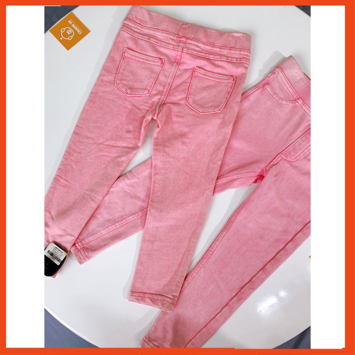 Quần legging bé gái - Giả Jean cực xinh, Hàng Xuất Dư Xịn, Mầu Hồng nhạt lẻ size 1-3 tuổi, BG16B