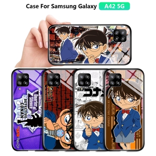 Ôp Điện Thoại Hình Thám Tử conan Mặt Kính Cường Lực Chống Sốc Cho samsung galaxy a42 a12 5g a21s a31 a51 a71 Ốp