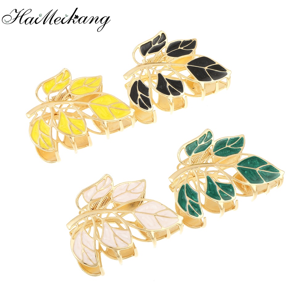 Haimeikang Kẹp tóc lá kim loại nhiều màu thời trang nữ Hàn Quốc