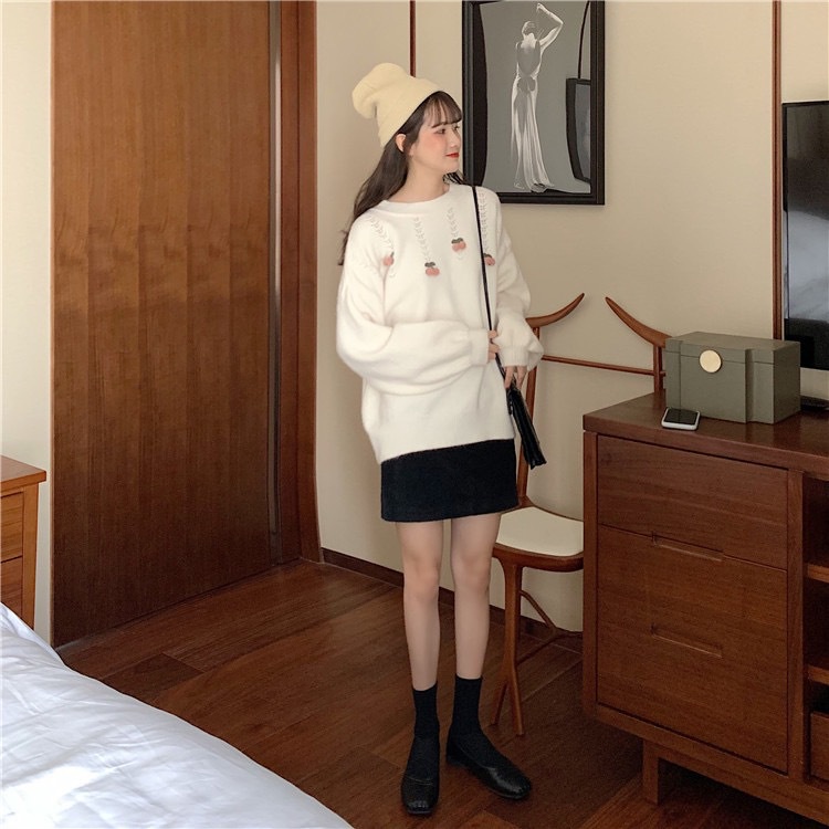 IELGY    Áo sweater Dệt Kim Phong Cách Hàn Quốc Xinh Xắn Cho Nữ