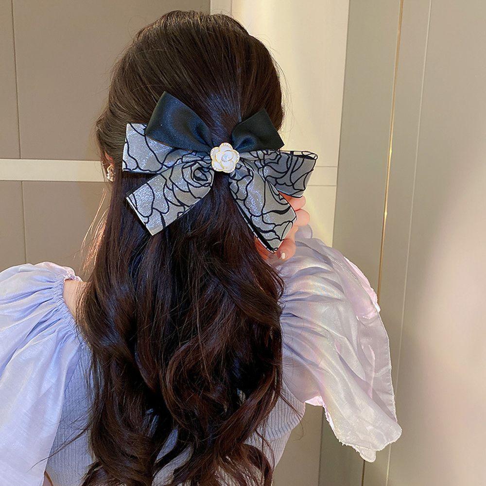 NICKOLAS Kẹp Tóc Đuôi Ngựa Hình Nơ Hoa Phong Cách Vintage Cho Nữ Giá Đỡ