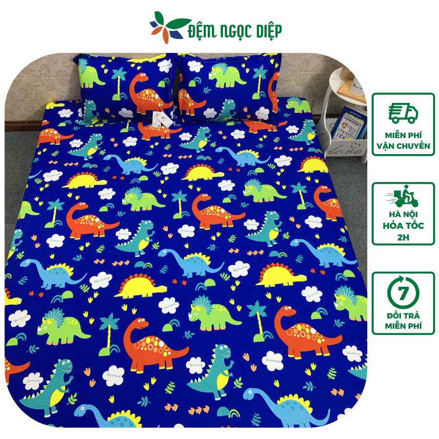 Bộ ga gối poly cotton mẫu khủng long