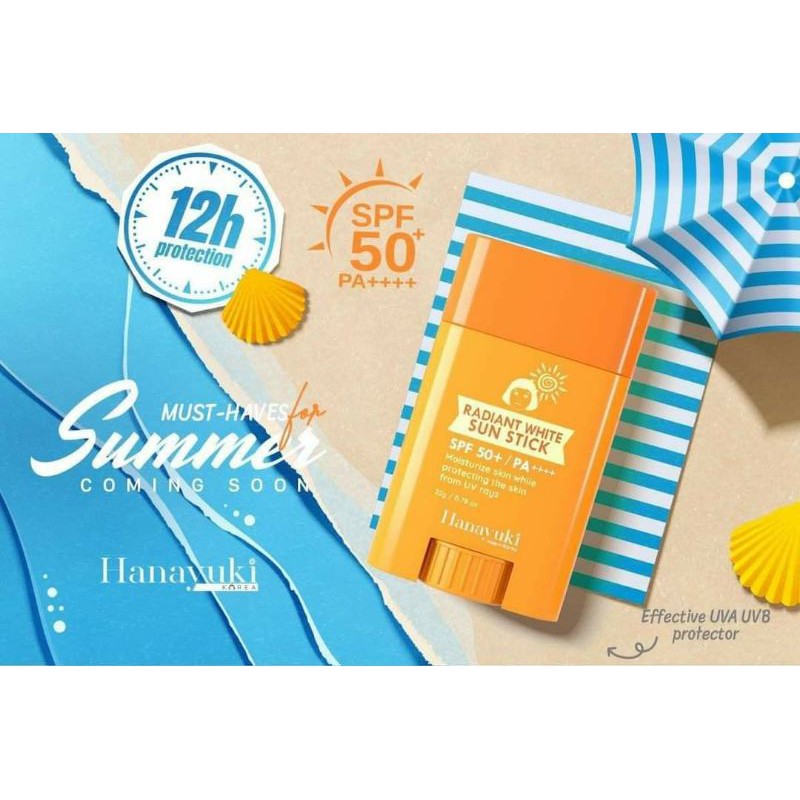 [CHÍNH HÃNG] Sáp Chống Nắng Hanayuki Radiant White Sun Stick Làm Trắng Da, Cải Thiện Nếp Nhăn