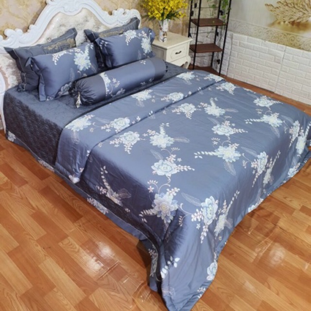 Bộ chăn drap Trần phủ gối cotton Satin Lụa cao cấp