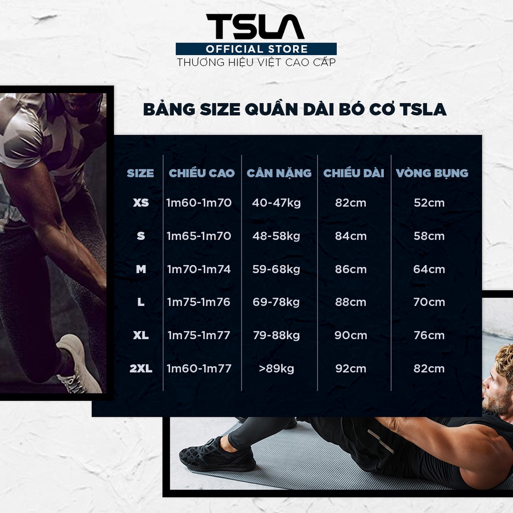 Quần combat bó cơ nam TSLA dạng quần legging bản to ôm body co giãn tập gym chạy bộ bơi lội quần lót trong chơi thể thao