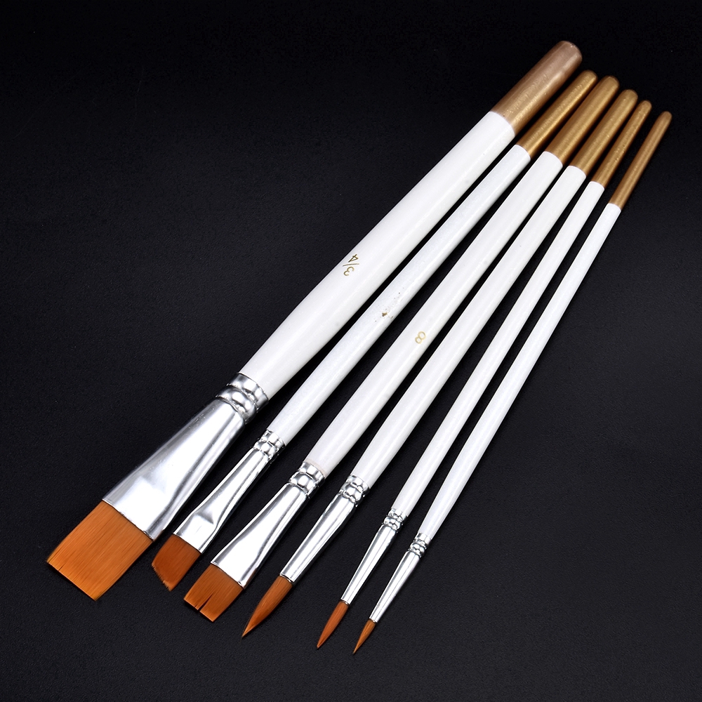 Set 6 cọ vẽ móng bằng nylon cán gỗ xinh xắn tiện dụng