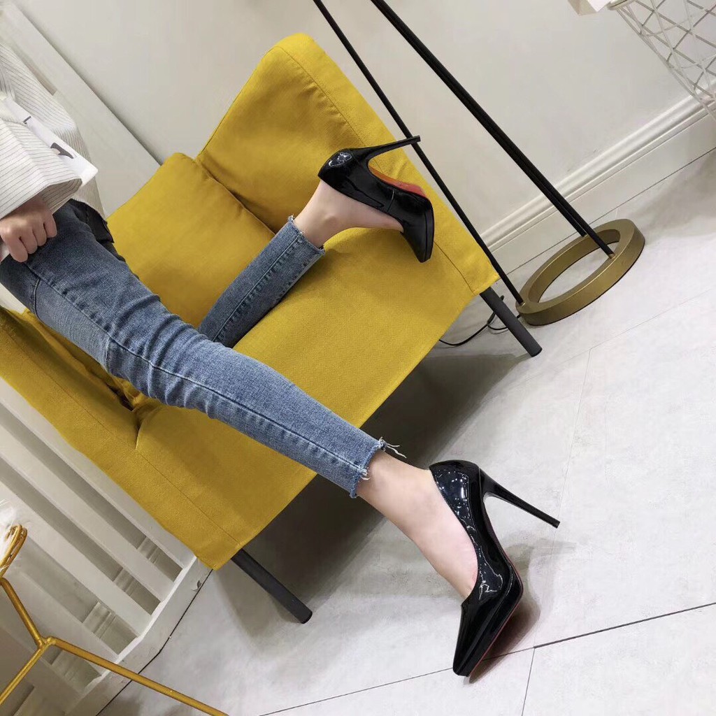 Giày cao gót nữ đế nhọn 10 phân chất da bóng Full 3 màu cực hót (Đen, Trắng, Nude) | BigBuy360 - bigbuy360.vn