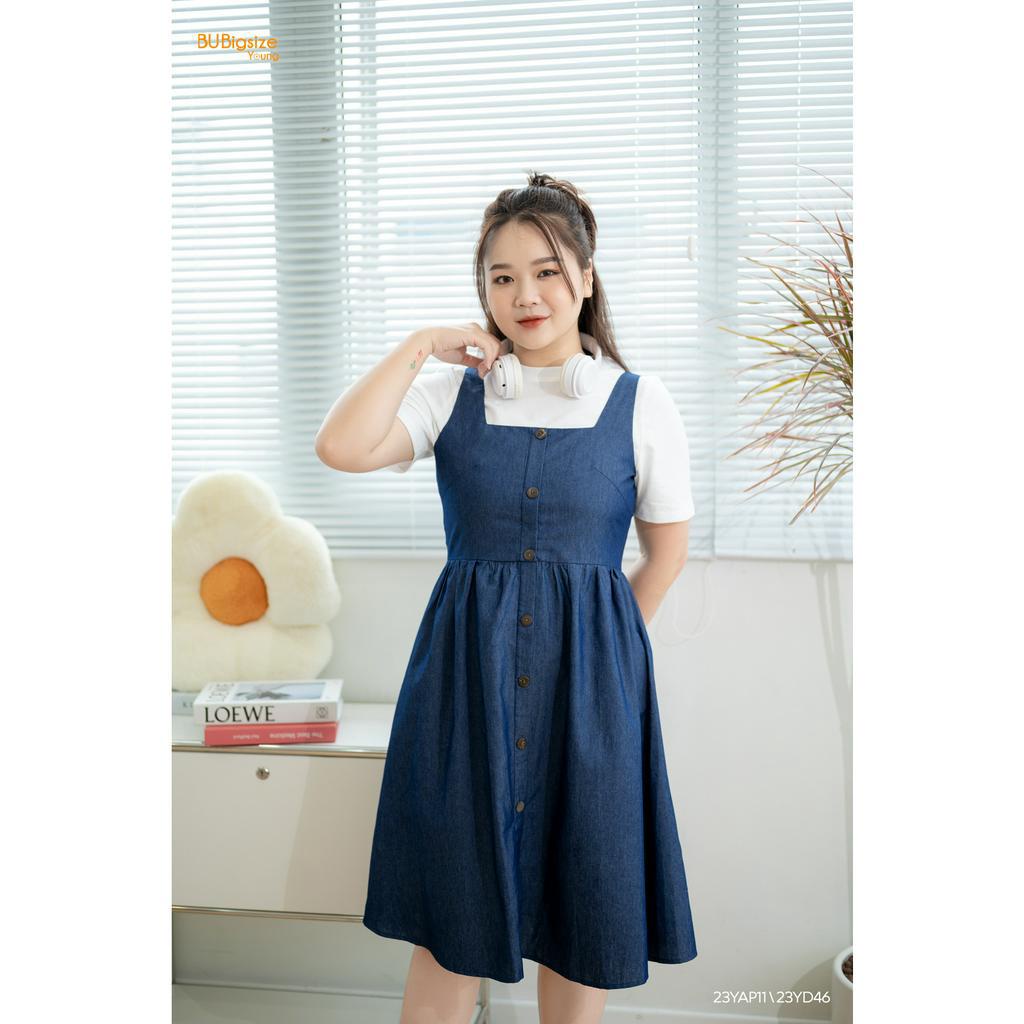 Đầm yếm dài nẹp cúc giữa BIGSIZE (55kg đến 95kg) - 23YD46 - [BU Bigsize Young]