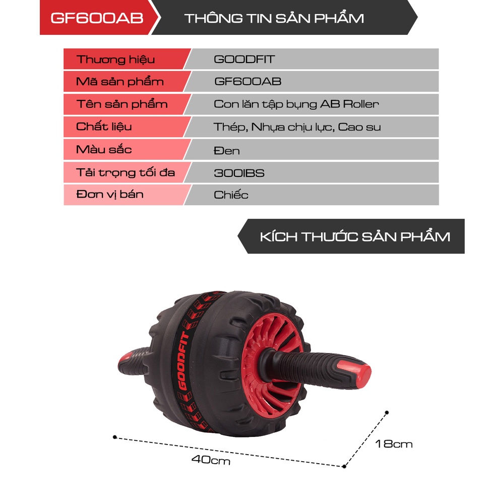 Con lăn tập bụng lò xo trợ lực GoodFit chịu tải 200kg, hỗ trợ tập gym, tập thể dục tại nhà GF600AB