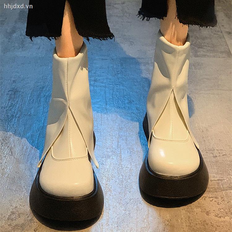 Giày bốt Martin cổ thấp đế dày kiểu Hàn Quốc thời trang xuân thu cho nữ 2021