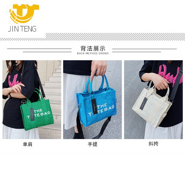 Túi Xách Vải Canvas Màu Trơn In Chữ Cỡ Lớn 2022 Thời Trang Cho Nữ
