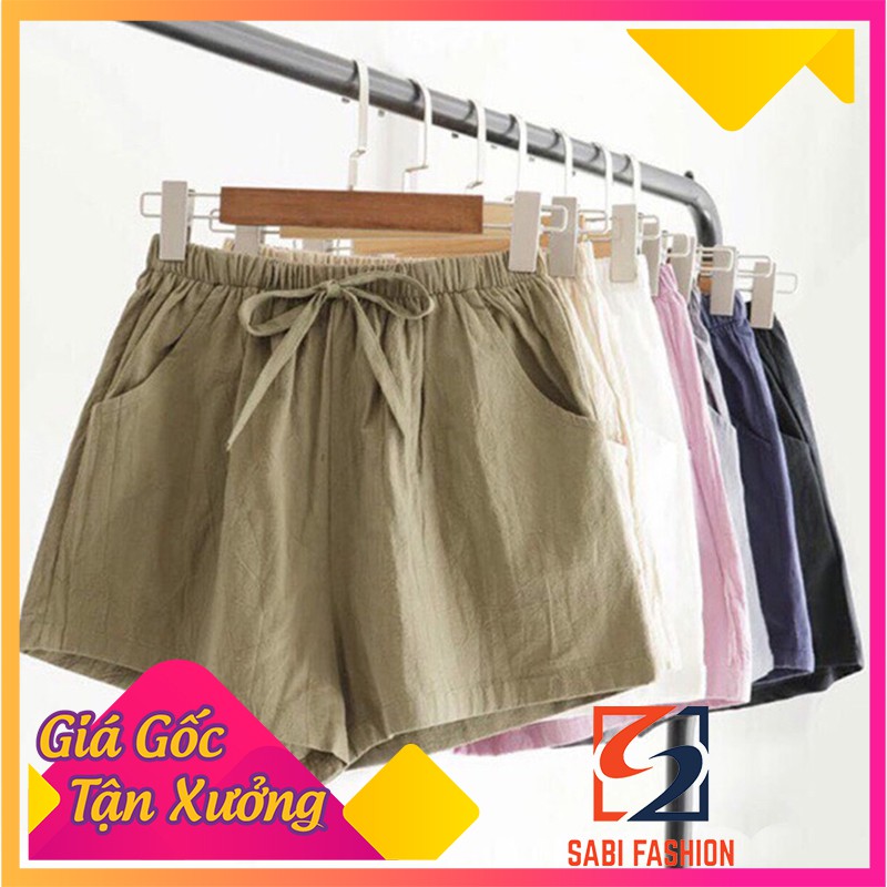 [VIDEO THẬT] Quần đùi đũi vải cạp chun ống rộng - Quần sooc nữ SABI SHOP