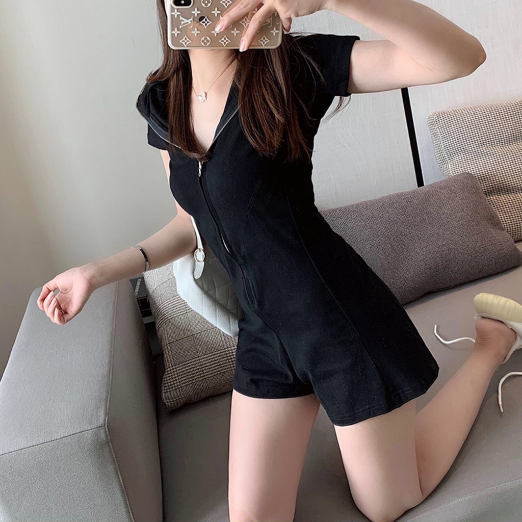 Jumpsuit Ngắn Có Nón Trùm Đầu Thời Trang Quyến Rũ Cho Nữ