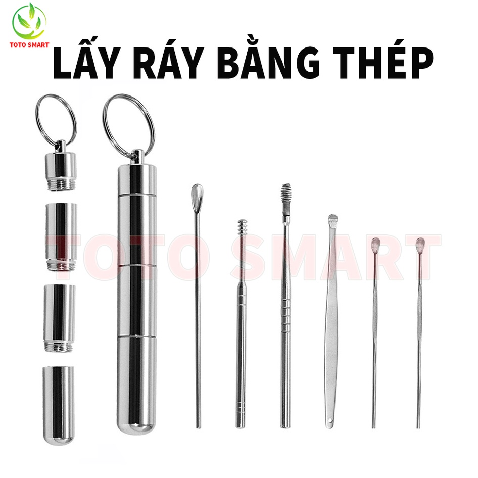 Bộ lấy ráy tai bằng gỗ chuyên nghiệp cao cấp kèm 8 dụng cụ ngoáy tai
