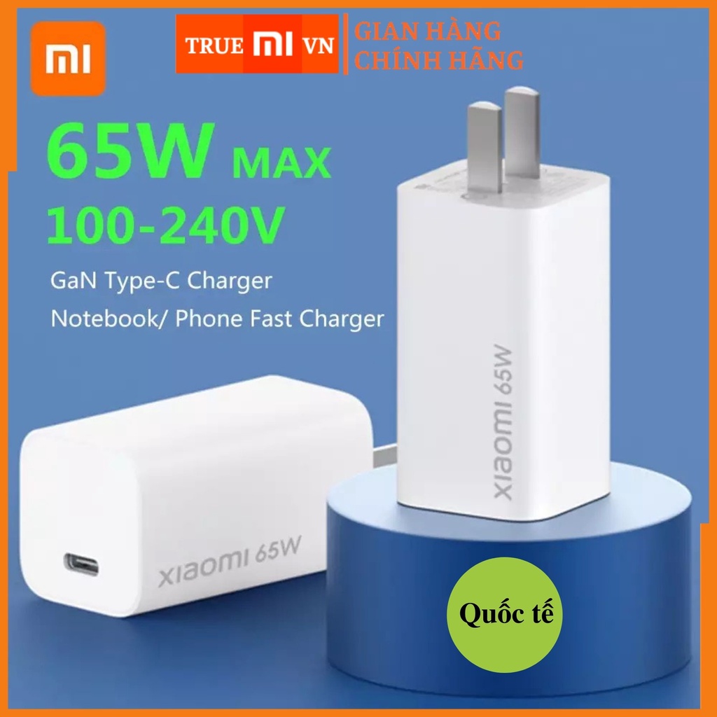 Bản quốc tế-Củ sạc Xiaomi 65W GaN Xiaomi AD65G Type-C
