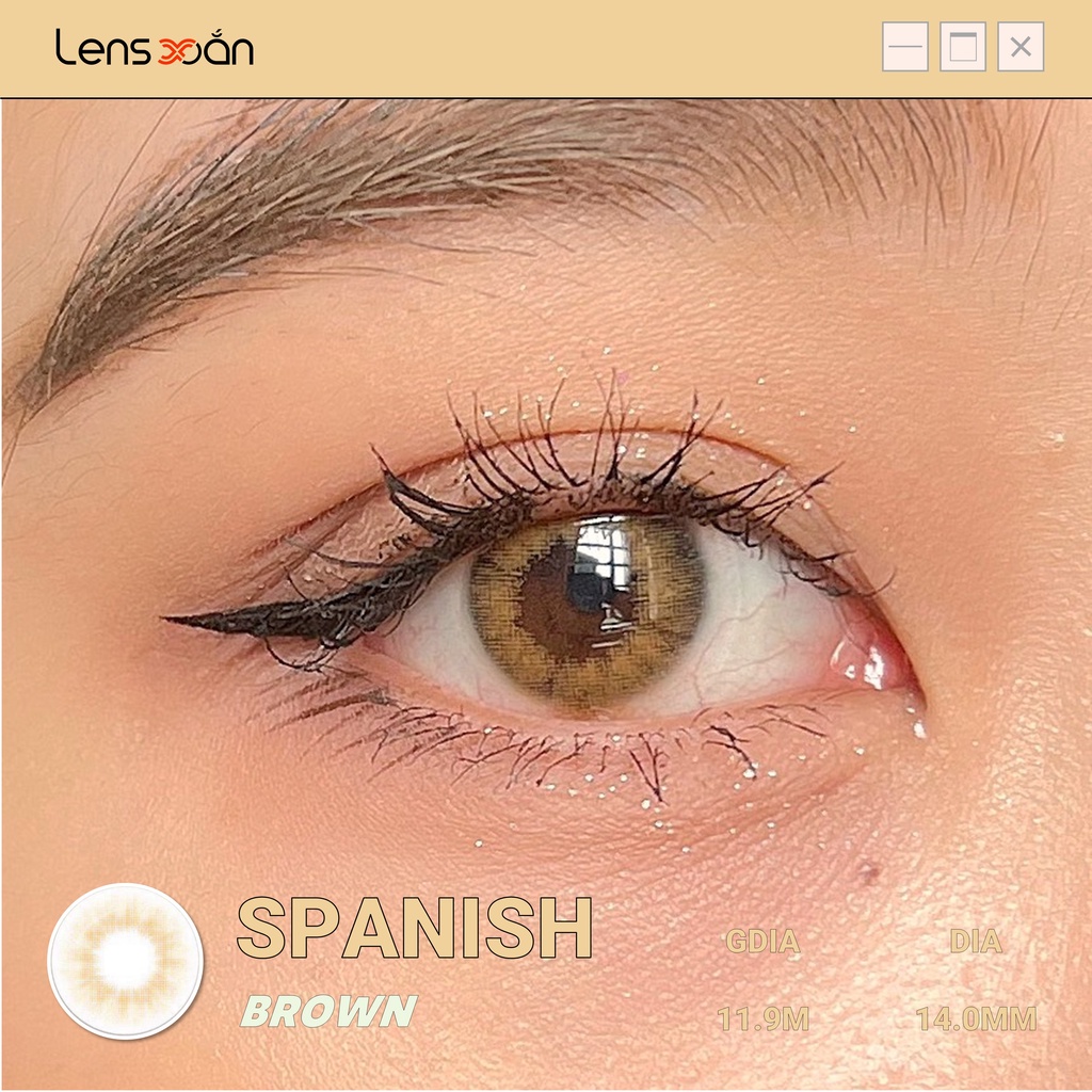 KÍNH ÁP TRÒNG SPANISH BROWN (DÒNG 6 THÁNG) của B.S.COR : Lens nâu hổ phách mini size | Lens Xoắn