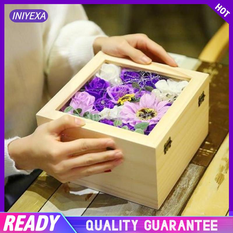 Hộp Gỗ Trơn Tự Nhiên Có Nắp Đậy Đựng Kính Tiện Dụng