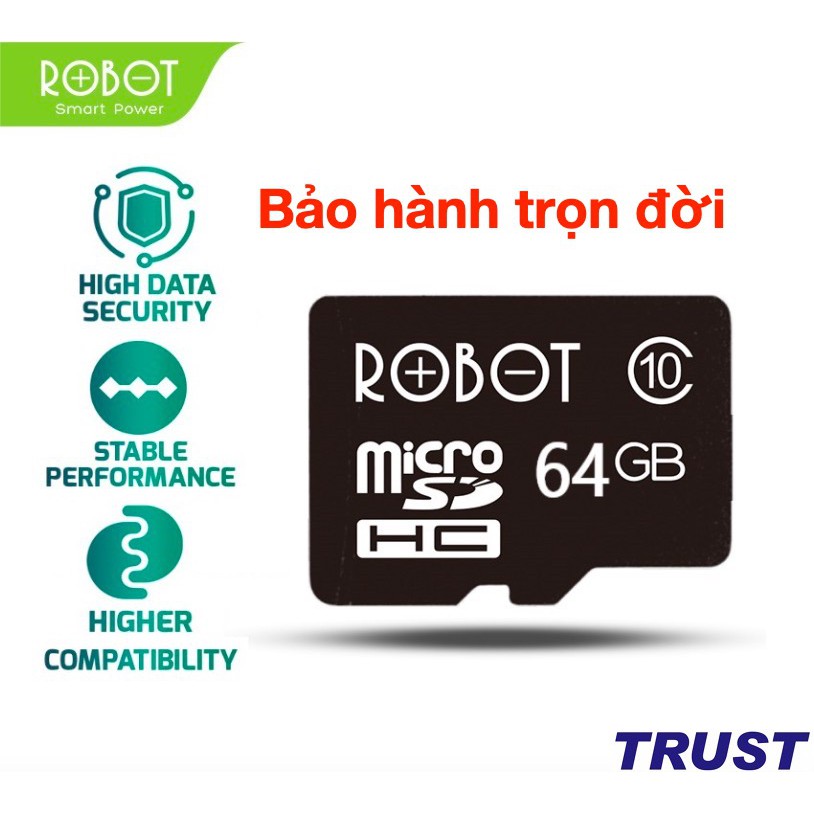 Thẻ Nhớ MicroSDHC ROBOT TF 32GB/64GB Tốc độ xử lý cao - Bảo hành trọn đời - Hàng Chính Hãng