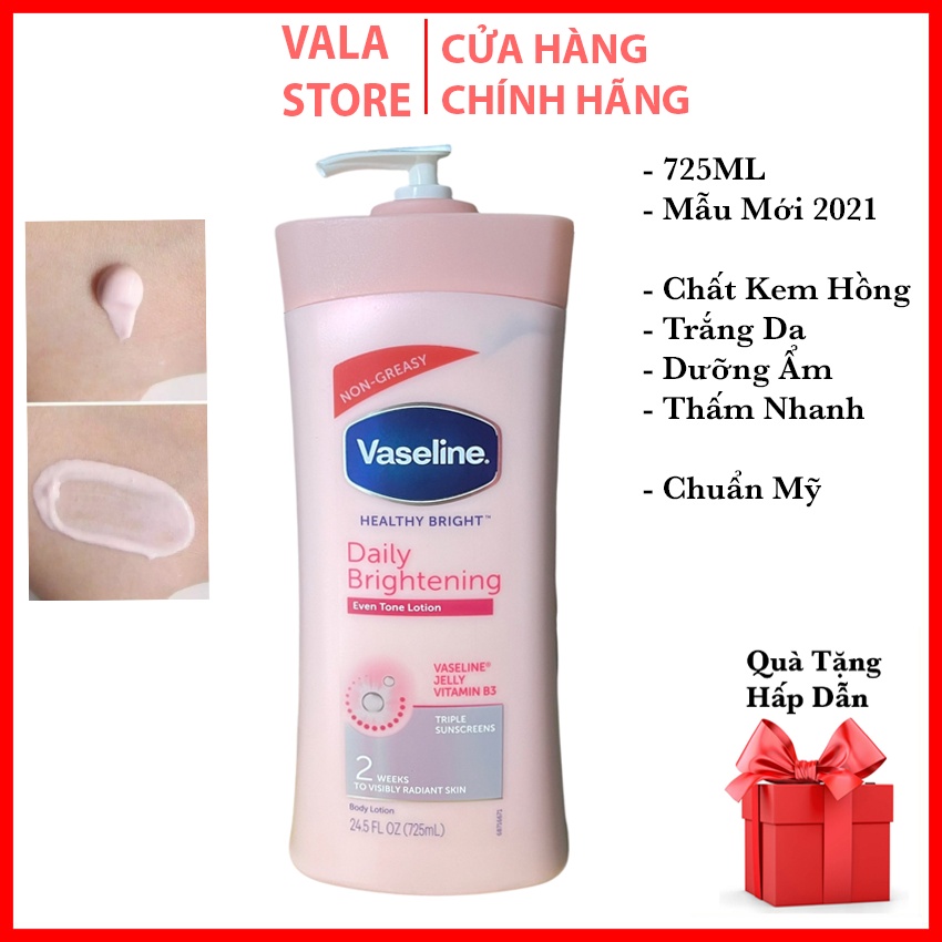 Sữa Dưỡng Thể Làm Trắng Da Dưỡng Ẩm Chống Nắng Vaseline Heathy White 725ml Vala Store