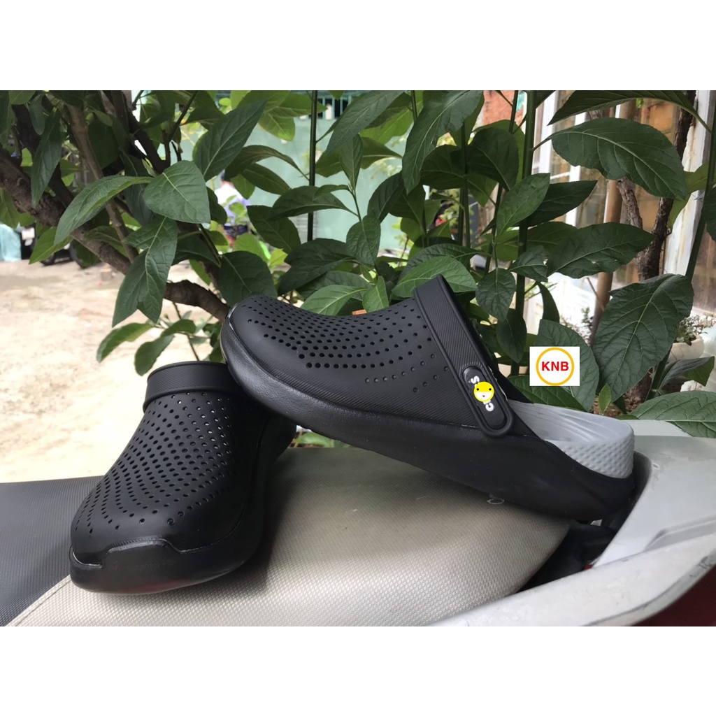 Dép Cross Literide Nam Nữ Màu Đen - FREESHIP + Hàng loại 1 - giày sục sandal Crocs quai ngang bít đầu nam nữ,xịn xò