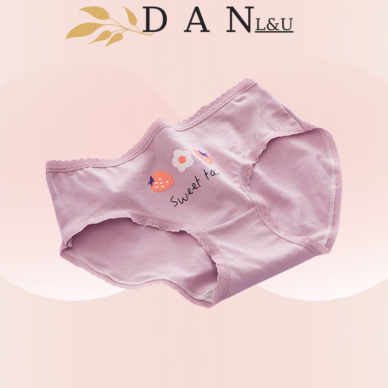Quần Lót Cotton Nữ Thông Hơi Kháng Khuẩn Hút Mồ Hôi Hoạ Tiết Dễ Thương DAN L&amp;U L160