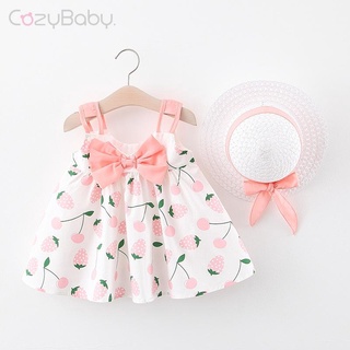 Bé gái váy bé gái bộ bé gái bộ bé gái mùa hè sleevless công chúa bé gái bộ mũ bé gái trang phục