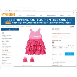 Ruffle Dress Toddler Girl Gymboree. Đầm bé gái Gymboree. Đã onweb hãng