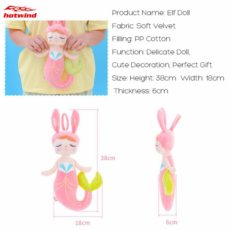 Búp bê nhồi bông Metoo 38cm hình nàng tiên cá tai thỏ đáng yêu