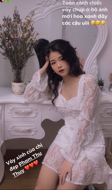 Váy ren trắng cúc ngọc