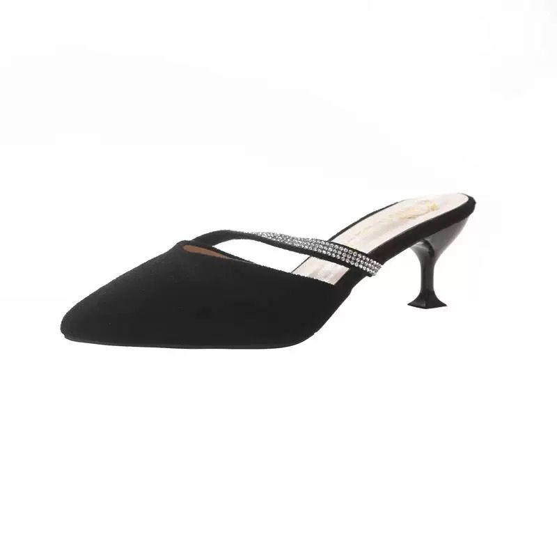 Dép cao gót mũi nhọn đính đá phong cách Hàn Quốc thời trang mùa hè cho nữ l1t1 2021