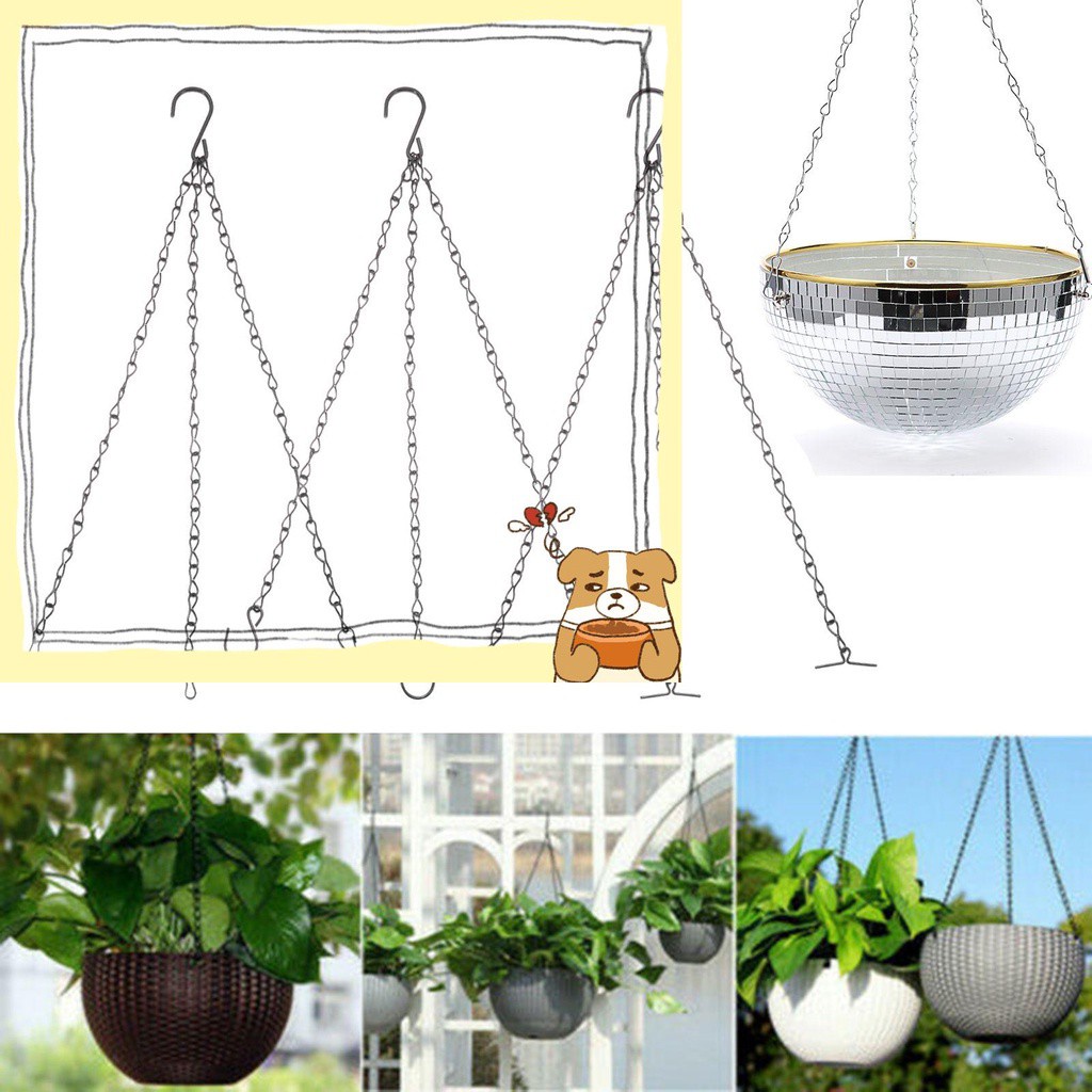 Dây Xích Treo Chậu Hoa/ Cây Cảnh 3 Điểm 15.7inch Thay Thế Kèm Móc Treo Trang Trí Tiện Dụng